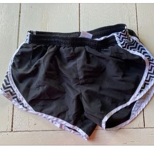 black and white running shorts
